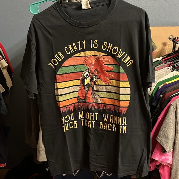 Black Crazy Rooster Large Shirt - Picture 2 of 4